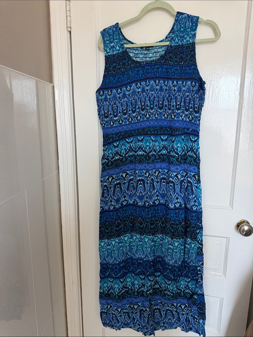 ELEMENTZ maxi dress in blues elastic stretchy bubble top XL